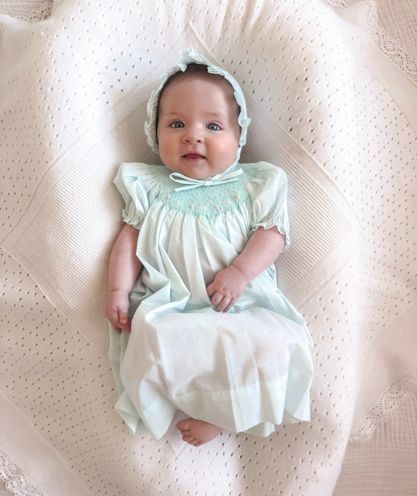 Mint Floral Smocked Dress