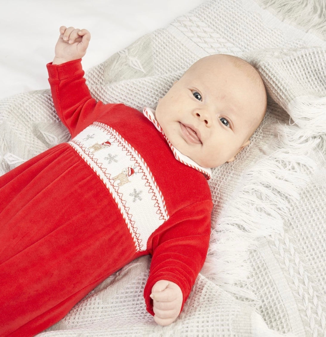 Smocked Reindeer Sleepsuit - Ella Marina Baby