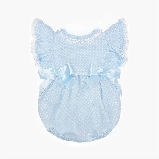 Blue Frill Sleeve Romper - Ella Marina Baby