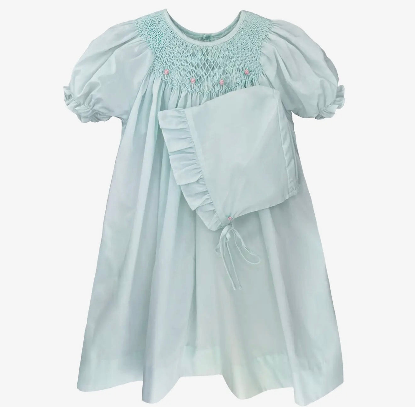 Mint Floral Smocked Dress - Ella Marina Baby