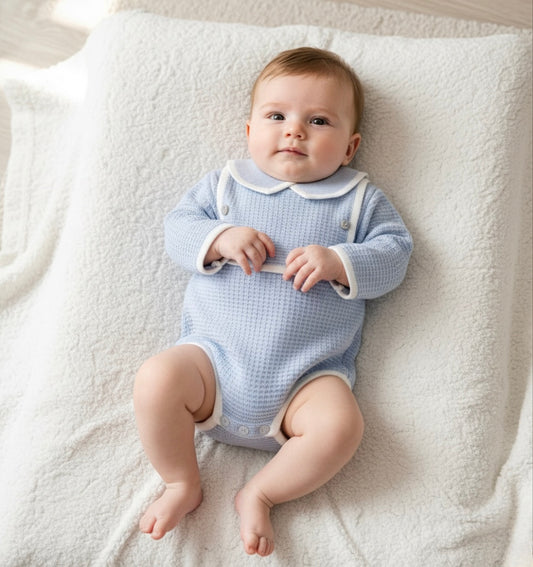 Boys Blue Knit Romper