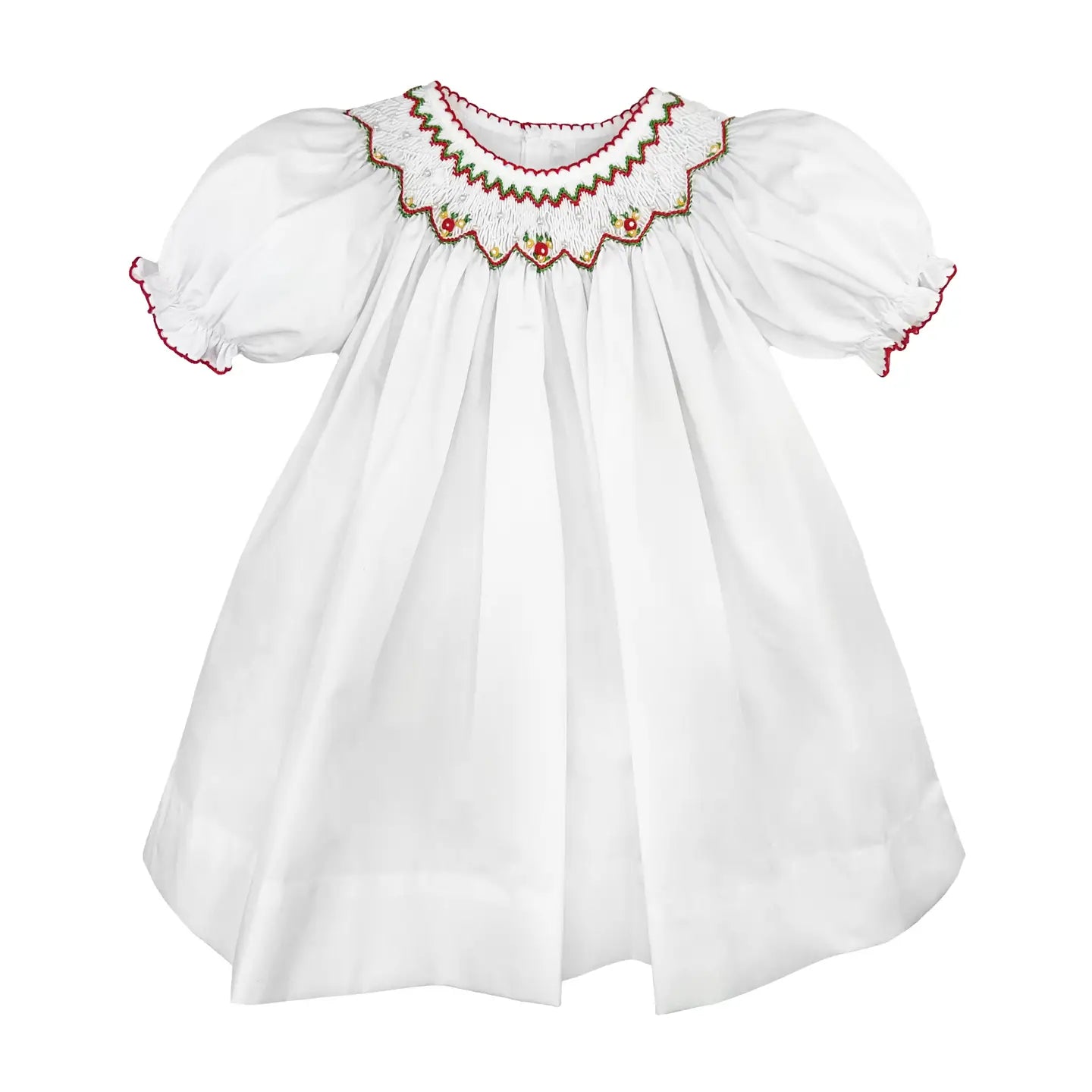 Smocked Holiday Dress - White