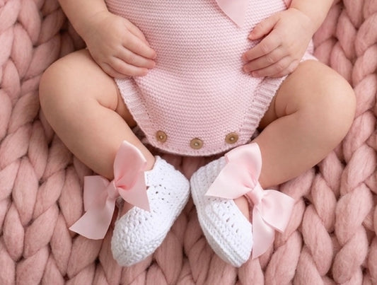 Pink Bow Knitted Shoe - Ella Marina Baby