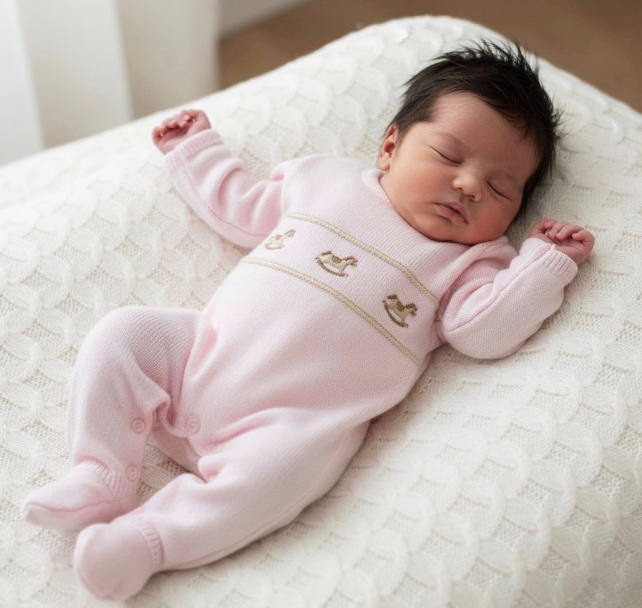 Knitted Rocking Horse Onsie - Pink