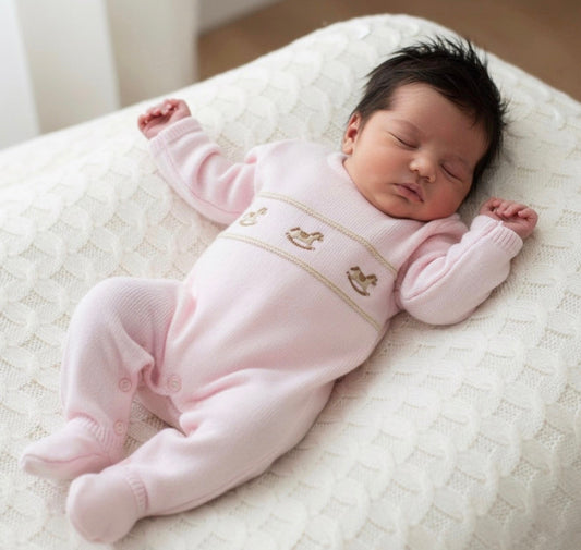 Knitted Rocking Horse Onsie - Pink