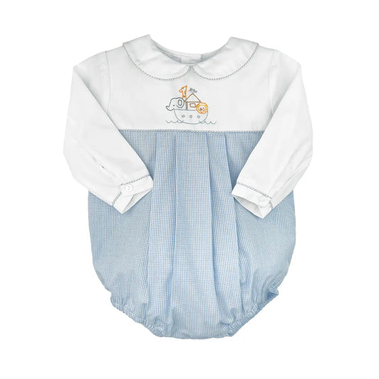 Noah’s Ark Embroidered Bubble - Blue