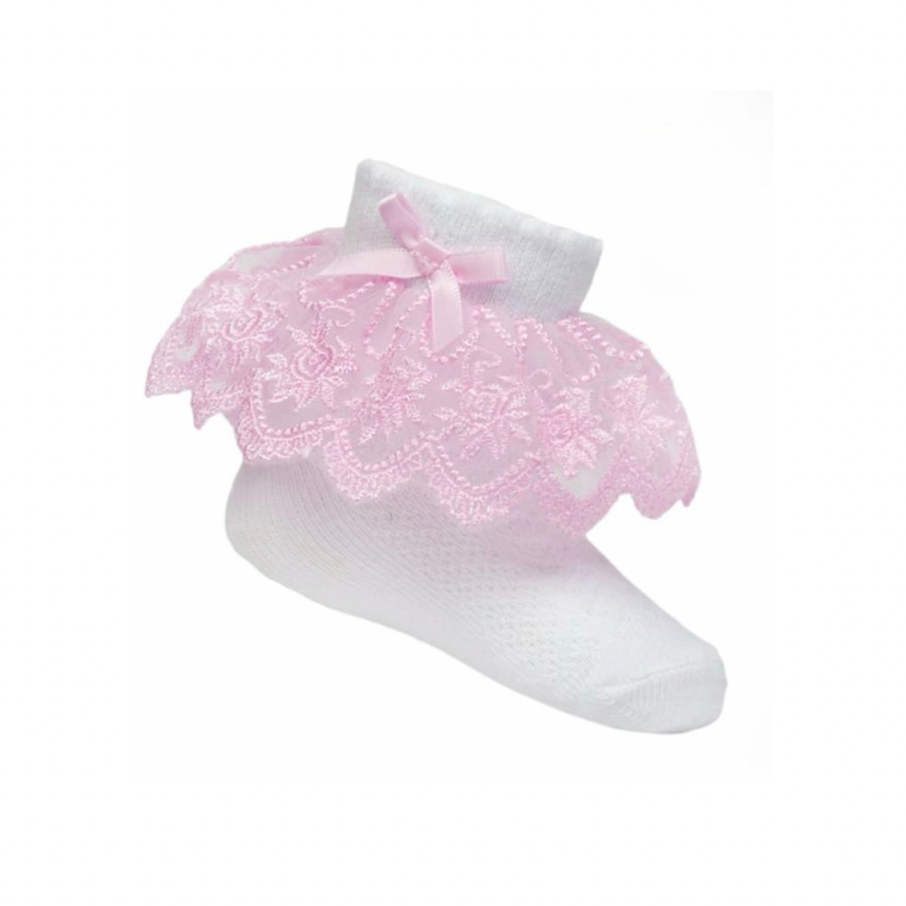 Pink and White Frill Socks - Ella Marina Baby