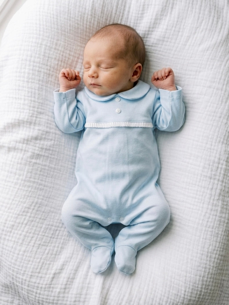 Pleated Blue Sleepsuit