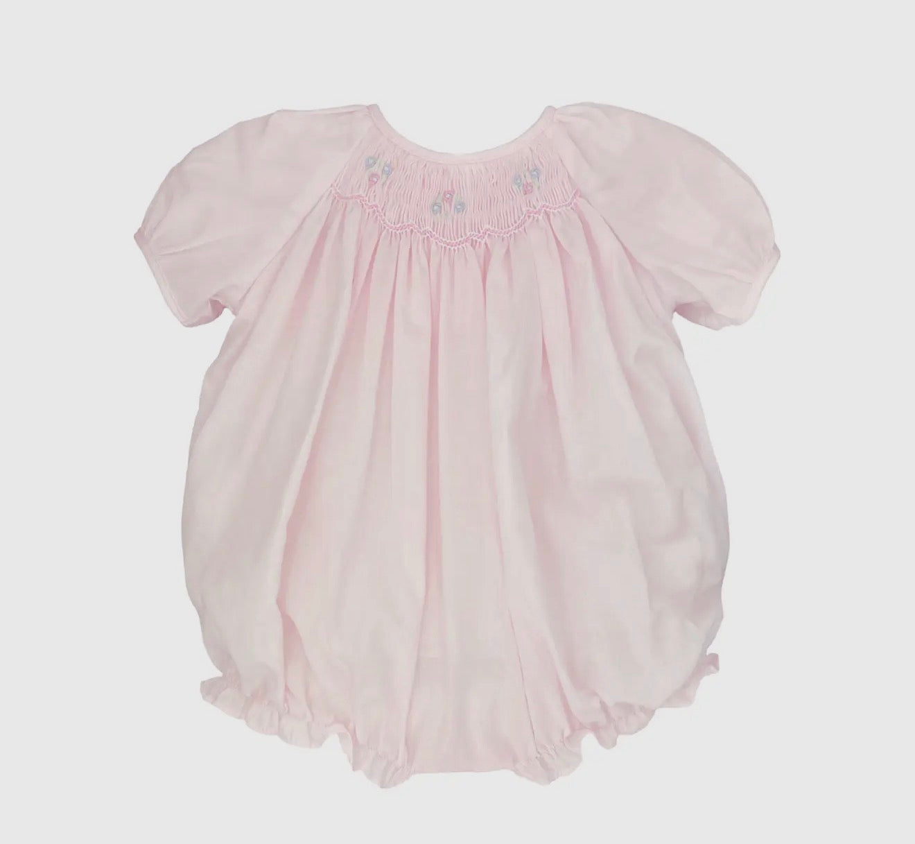 Pink Floral Smocked Bubble