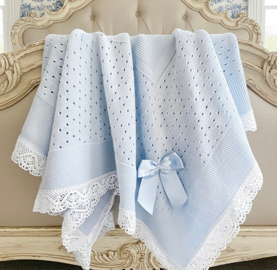 Portuguese Lace Blanket - Blue