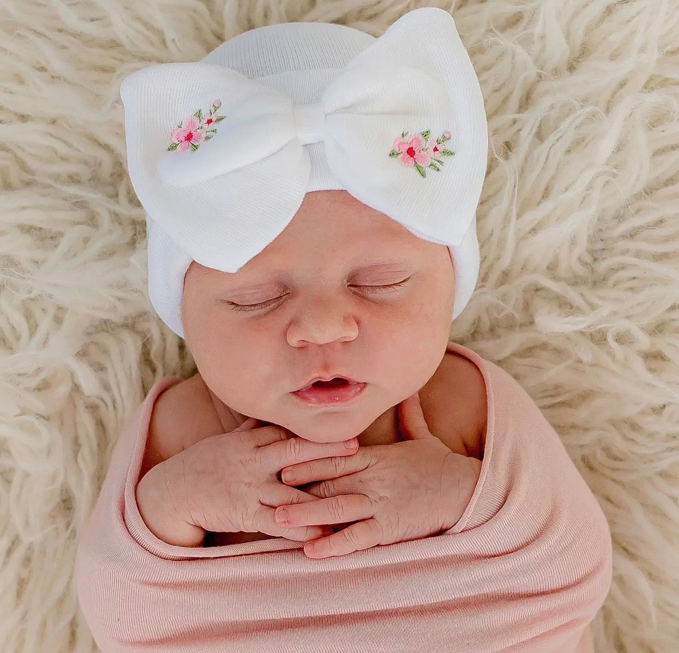 May Flowers Bow Hospital Hat - Ella Marina Baby