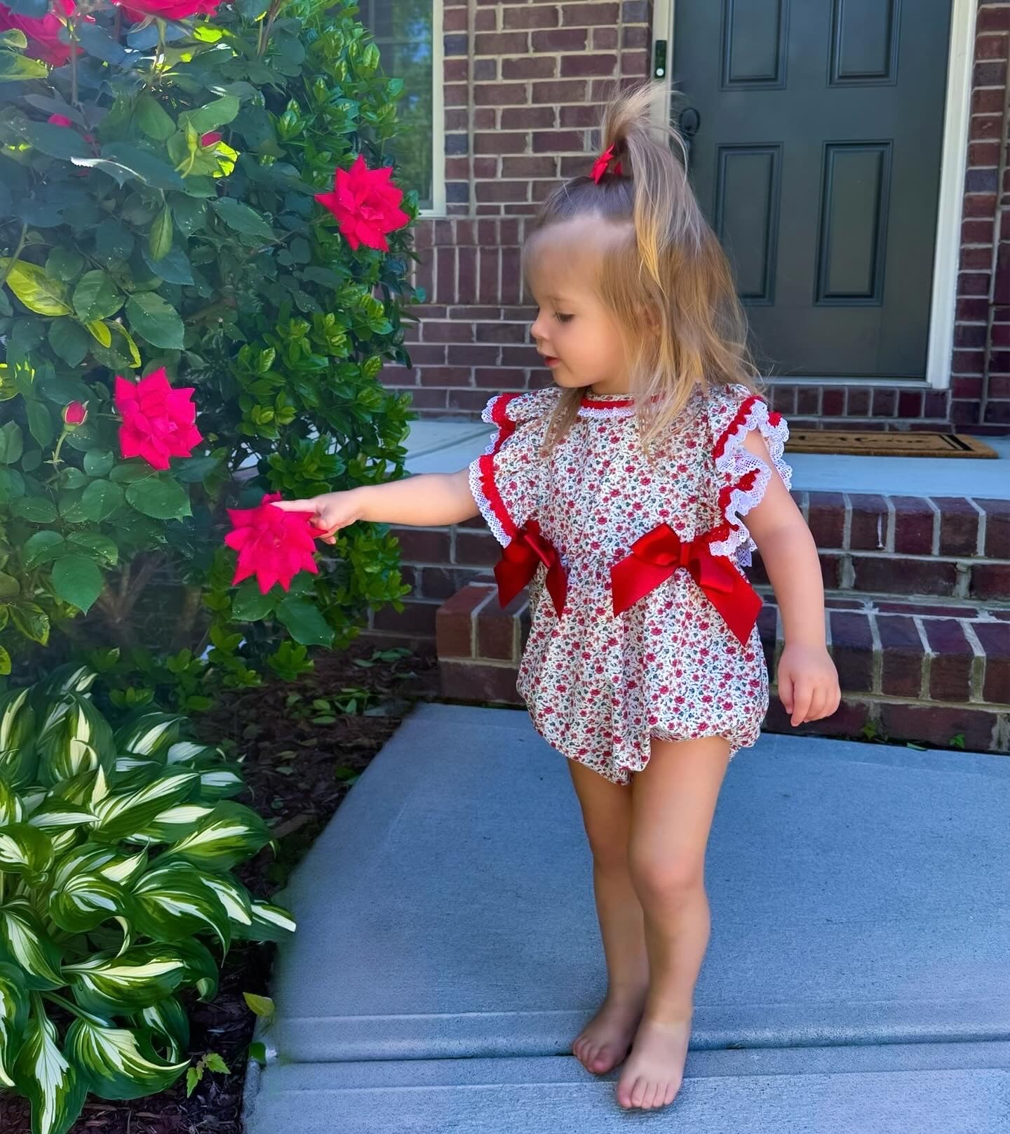 Red Frill Sleeve Romper