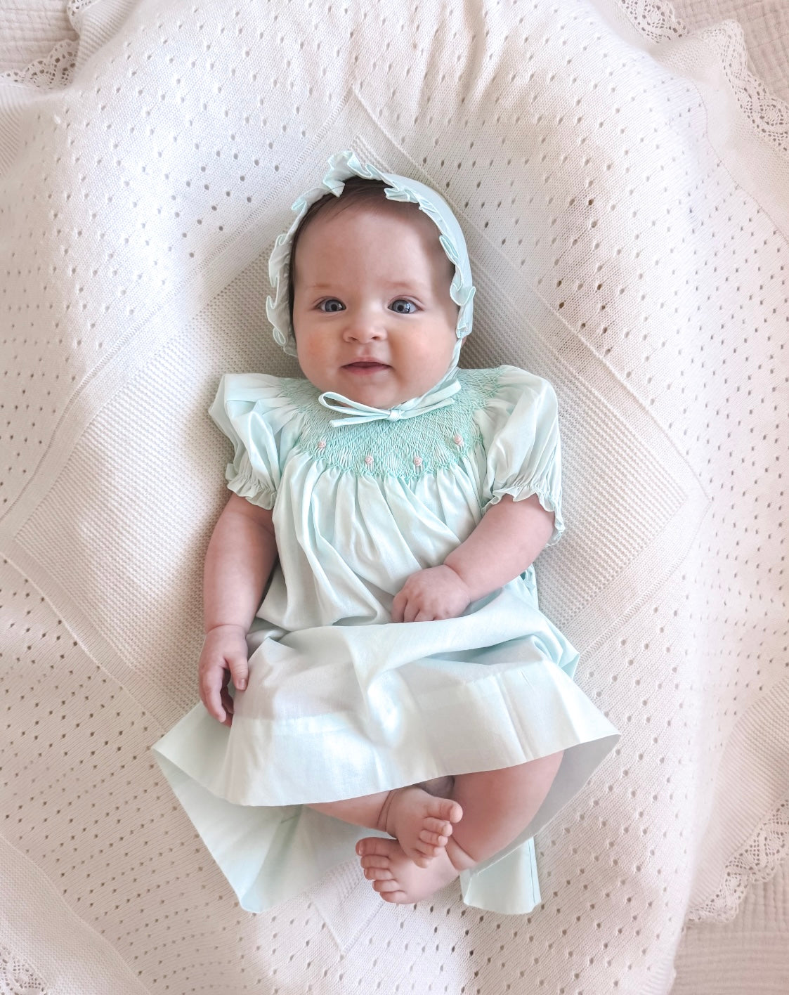 Mint Floral Smocked Dress