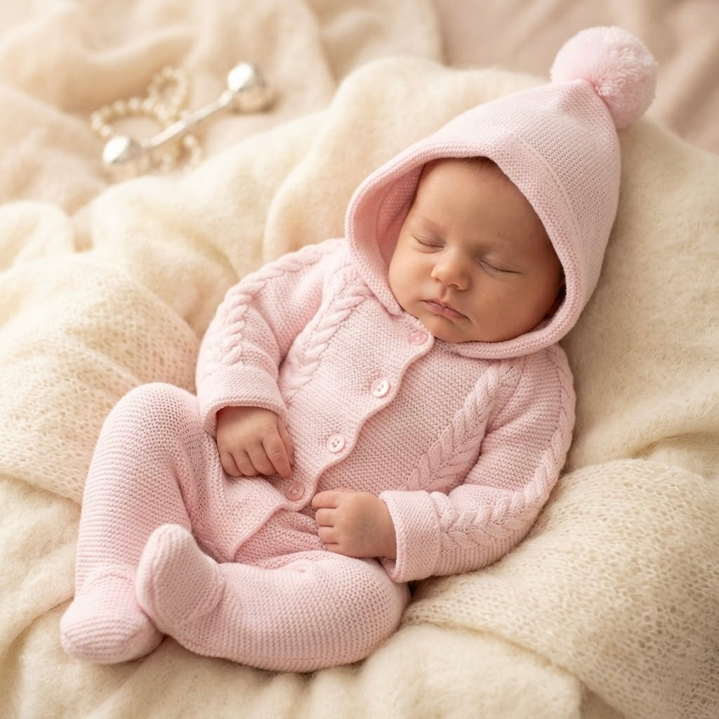 Knitted Bobble Onsie - Pink