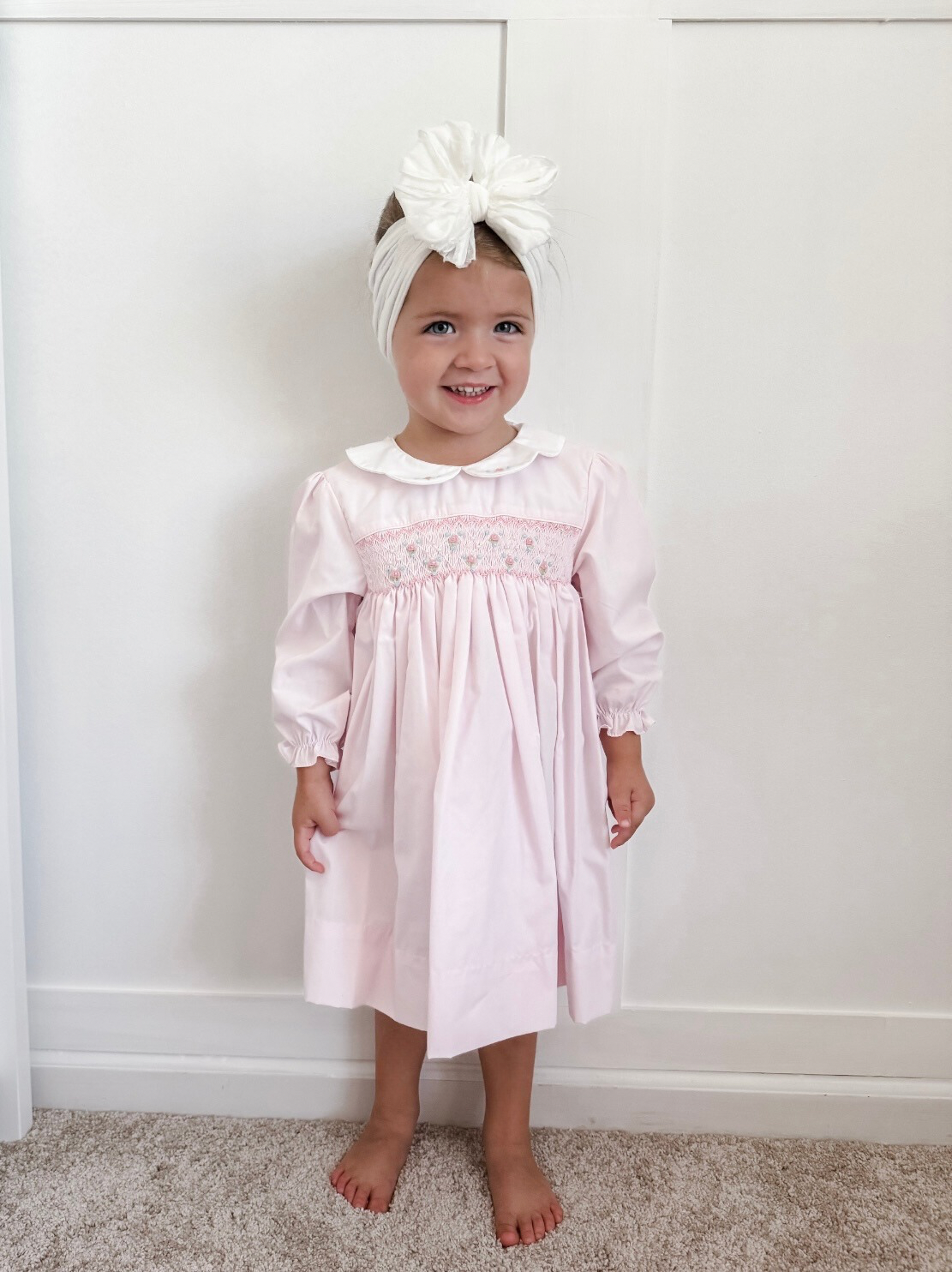 Long Sleeve Floral Smocked Dress