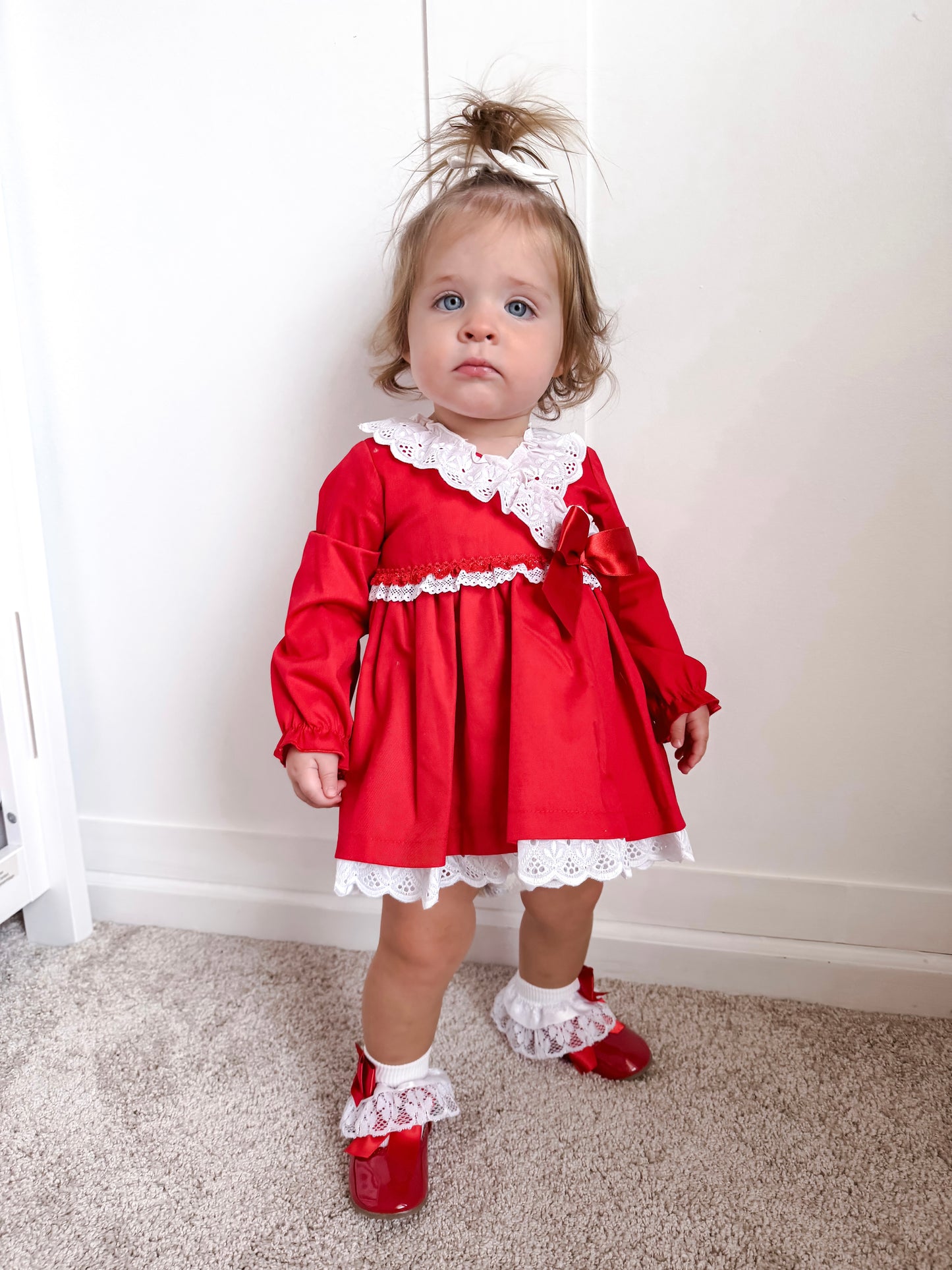 Red and White Lace Dress