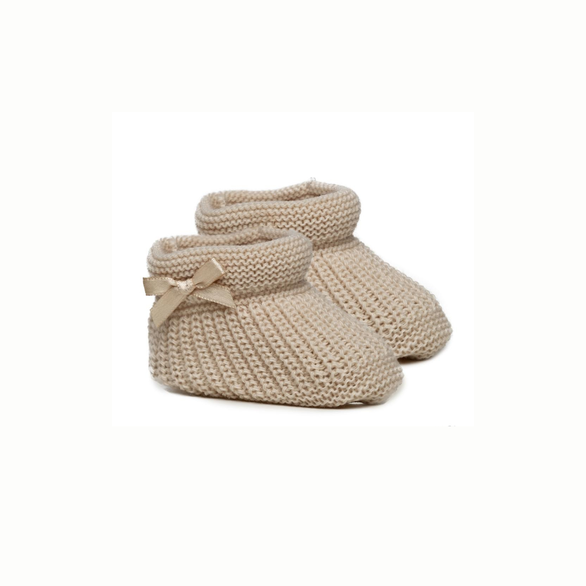 Gold Bow Knit Booties - Ella Marina Baby
