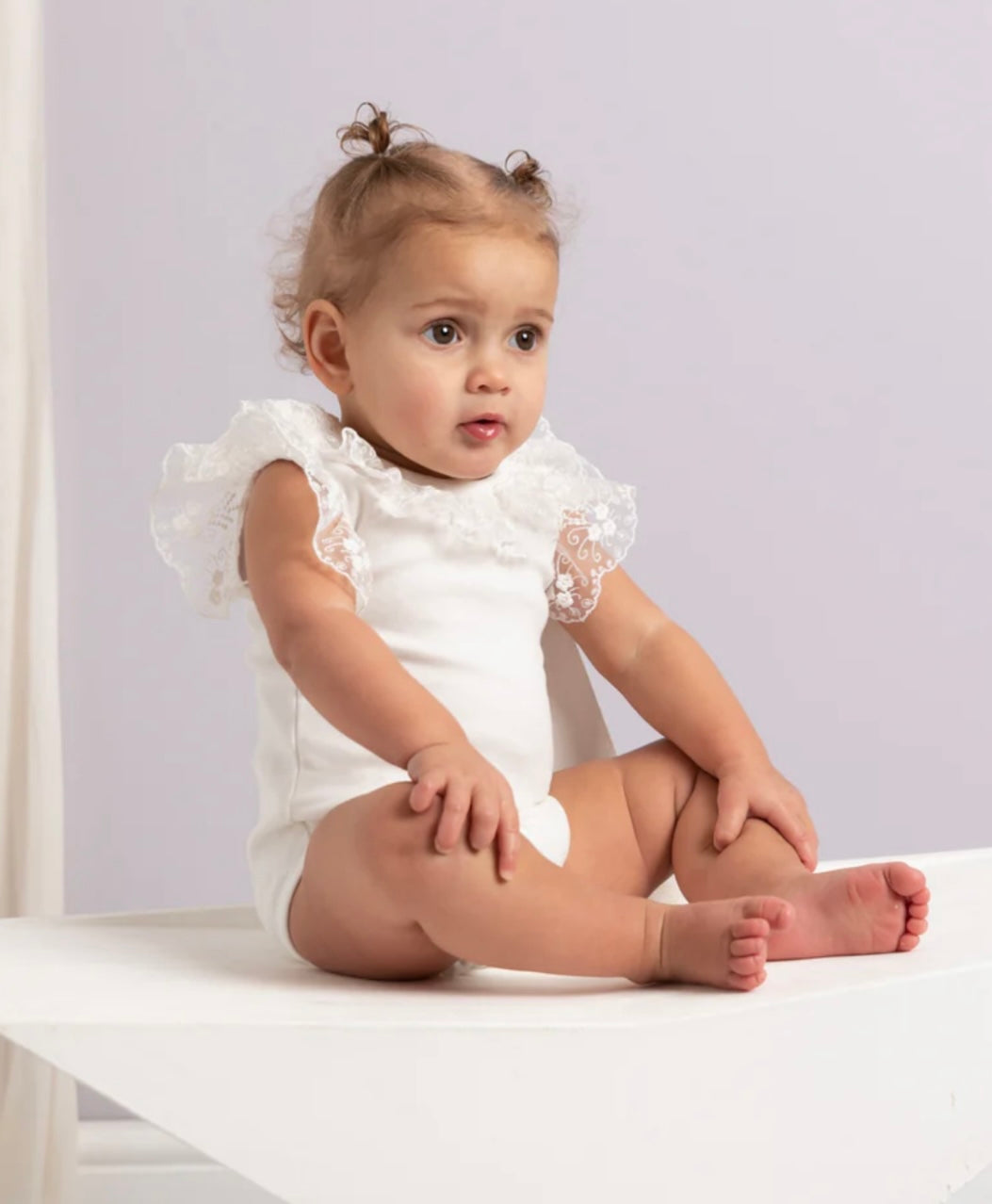 Ivory Frilly Lace Romper