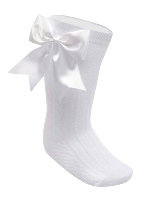 White Knee Length Socks - Ella Marina Baby