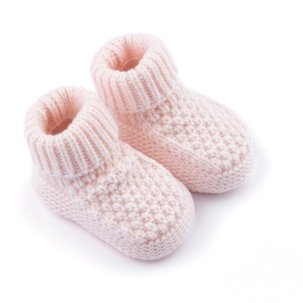 Pink Ribbed Knit Booties