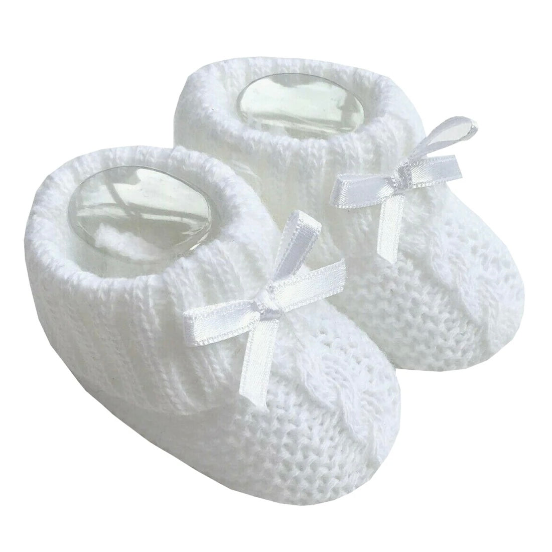 White Pleated Baby Booties