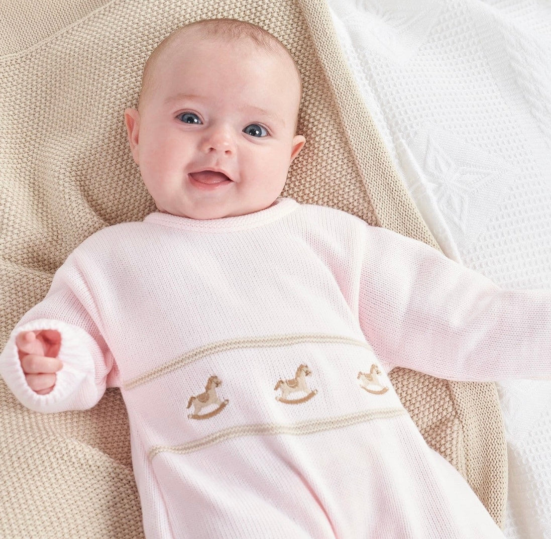 Knitted Rocking Horse Onsie - Pink