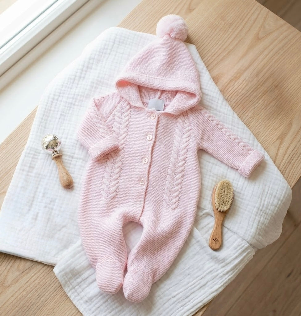 Knitted Bobble Onsie - Pink