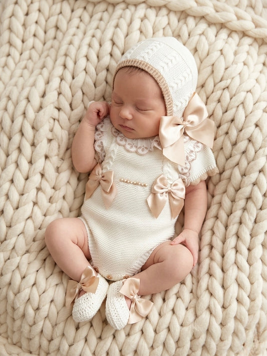 Posie Three Piece Set - Cream/Gold - Ella Marina Baby