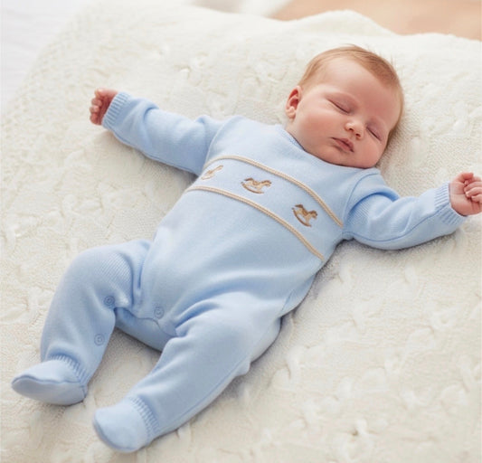 Knitted Rocking Horse Onsie - Blue