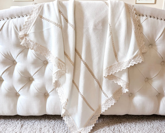 Spanish Lace Blanket - Cream/Gold