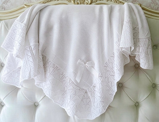 Portuguese Wave Blanket - White - Ella Marina Baby