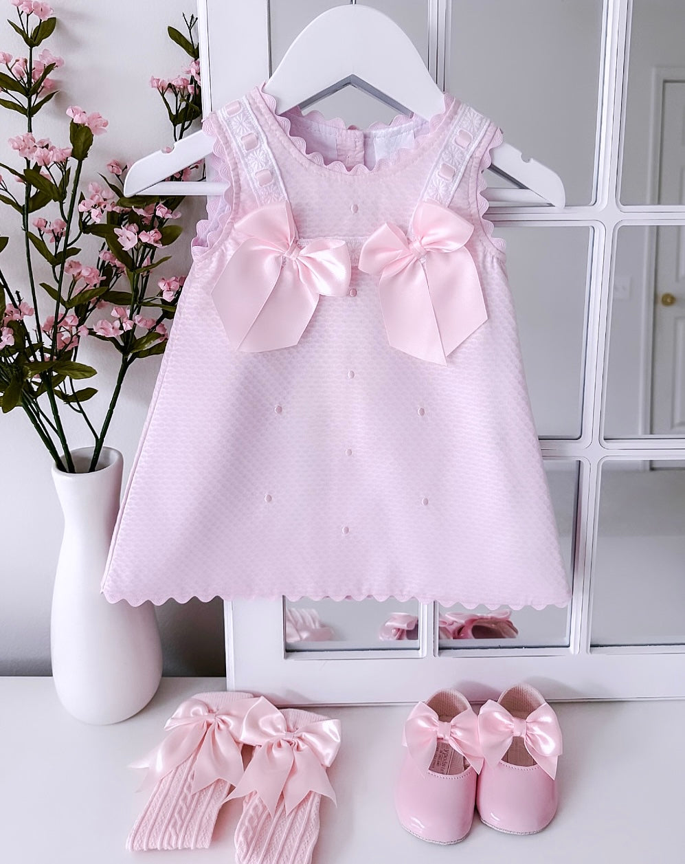 Spanish A-line Bow Dress - Pink - Ella Marina Baby