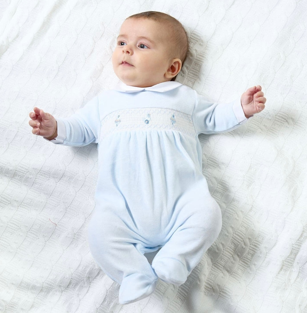 Smocked Classic Toys Sleepsuit - Blue