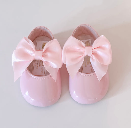 Large Bow Soft Sole Shoe - Pink - Ella Marina Baby