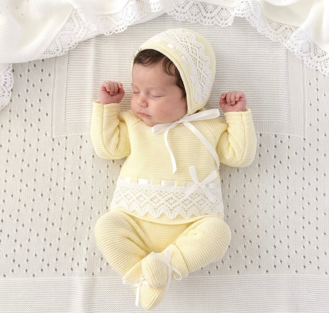 Yellow and White Knit Outfit - Ella Marina Baby