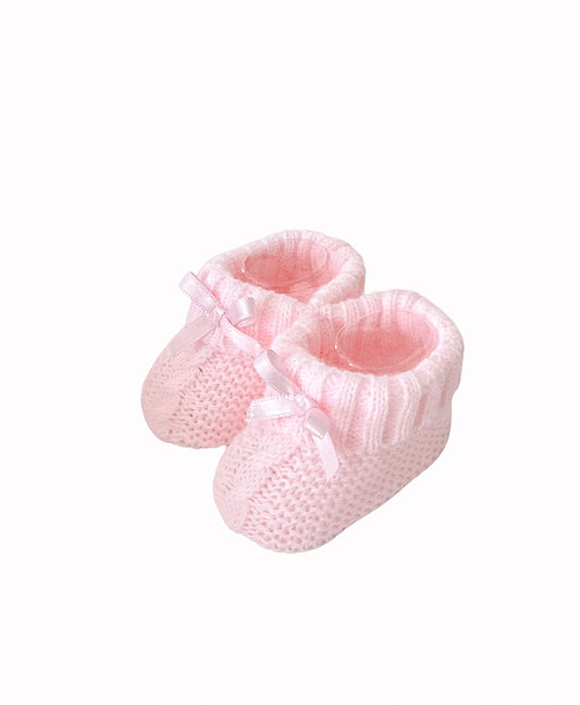 Pink Pleated Baby Booties - Ella Marina Baby