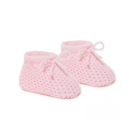 Pink Tie Booties - Ella Marina Baby