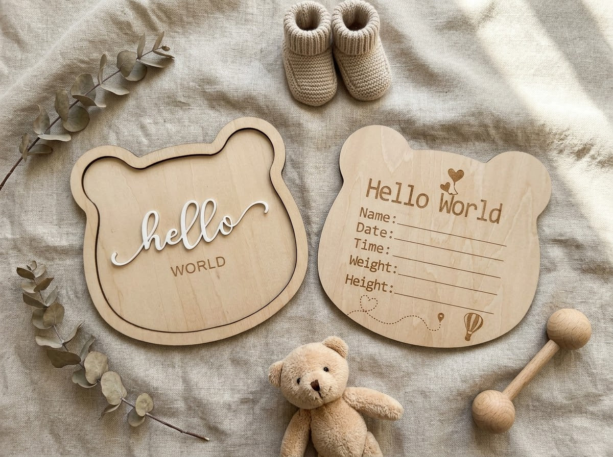 Hello World Teddy Sign