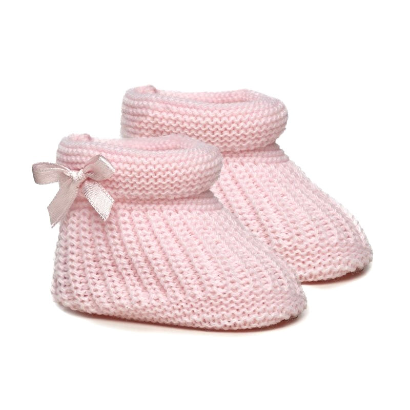 Pink Bow Knit Booties - Ella Marina Baby