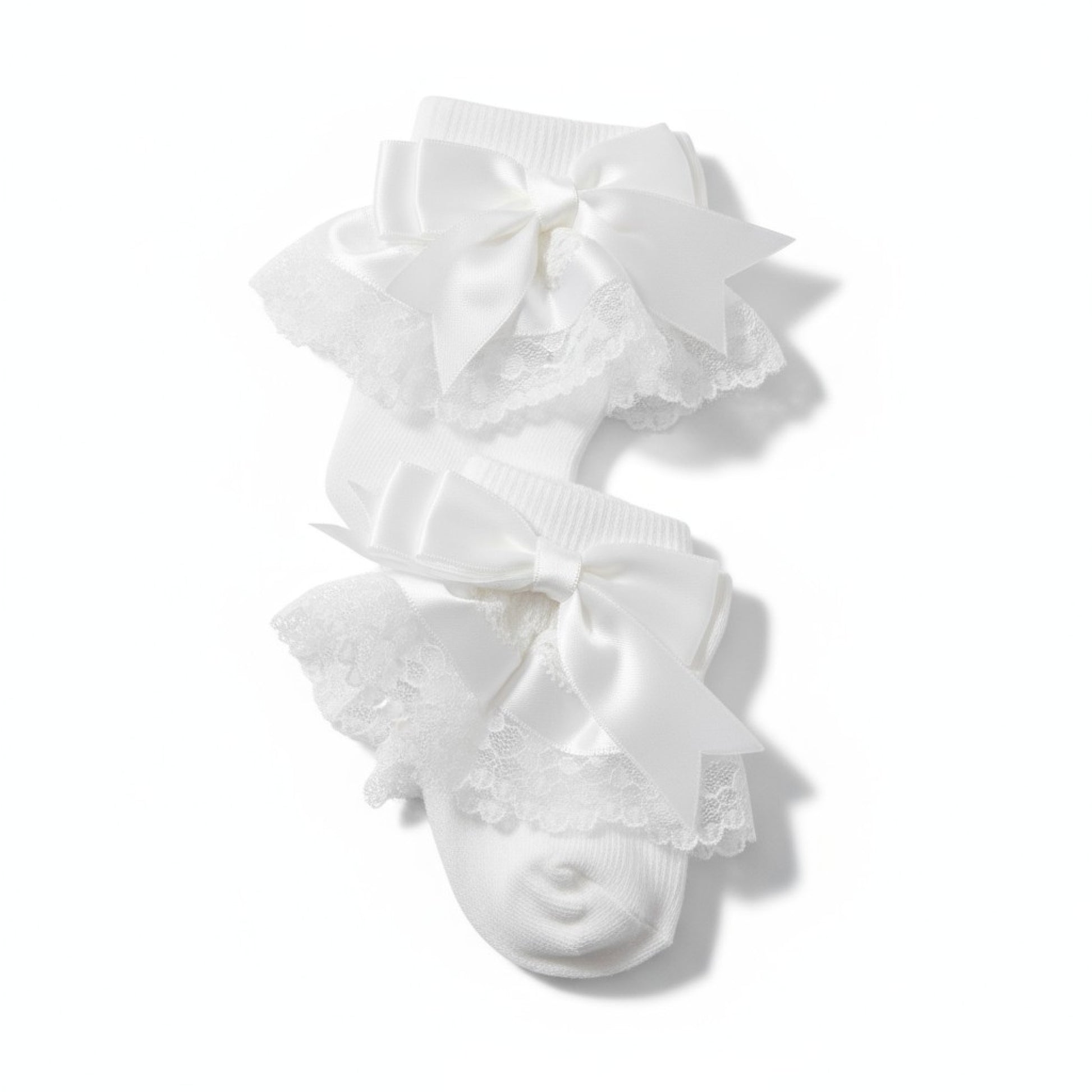 White Bow Frill Socks - Ella Marina Baby