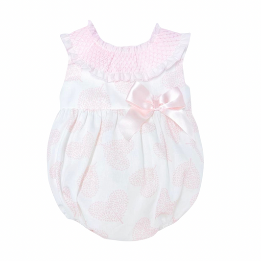 Pink Hearts Smocked Collar Romper - Ella Marina Baby