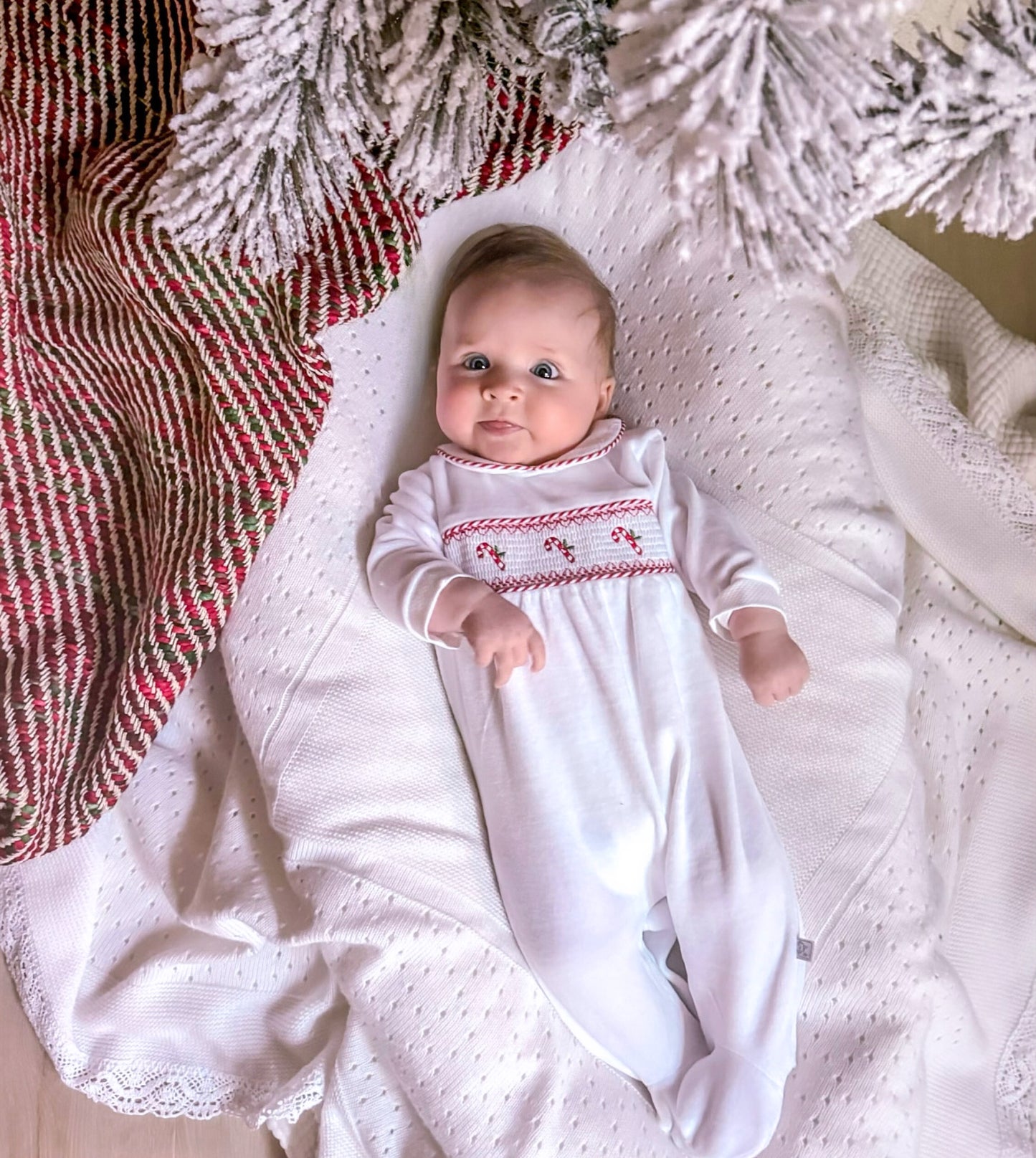 Smocked Candy Cane Sleepsuit