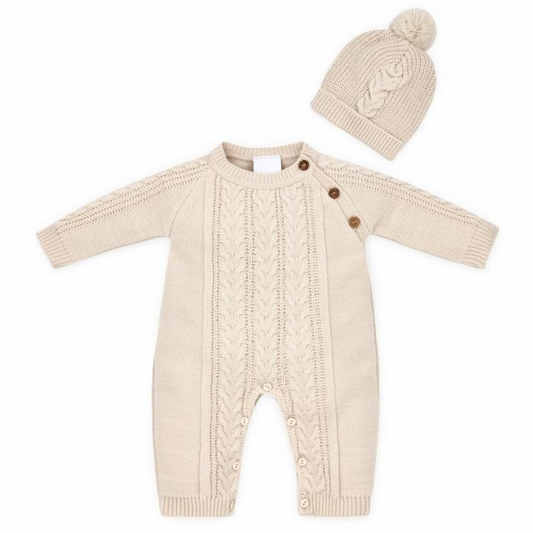 Portugese Cable Knit One Piece - Beige